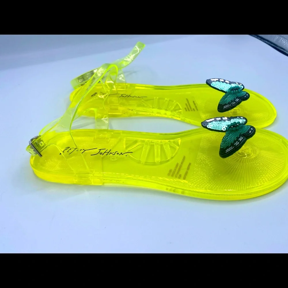 Betsey Johnson Clear Yellow Keilani Butterfly Sequins Jelly Sandals NWOT 8,9,10 - Picture 4 of 13
